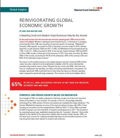 Recent monograph from MasterCard Advisors on electronic payments, SMEs and global growth