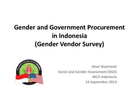 Gender and Government Procurement in Indonesia - Gender Vendor survey
